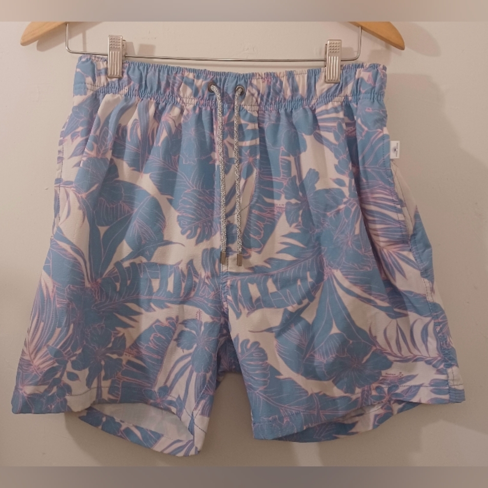 Men's Vintage Summer Swim Trunks Shorts Size Large Blue/Pink Preowned